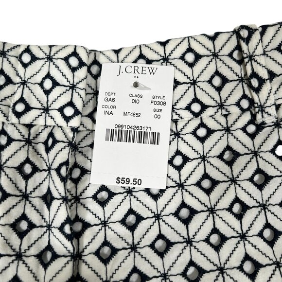NWT J.Crew Womens Black White Geometric Preppy Neutral Chino Shorts Size 00 - Picture 5 of 10